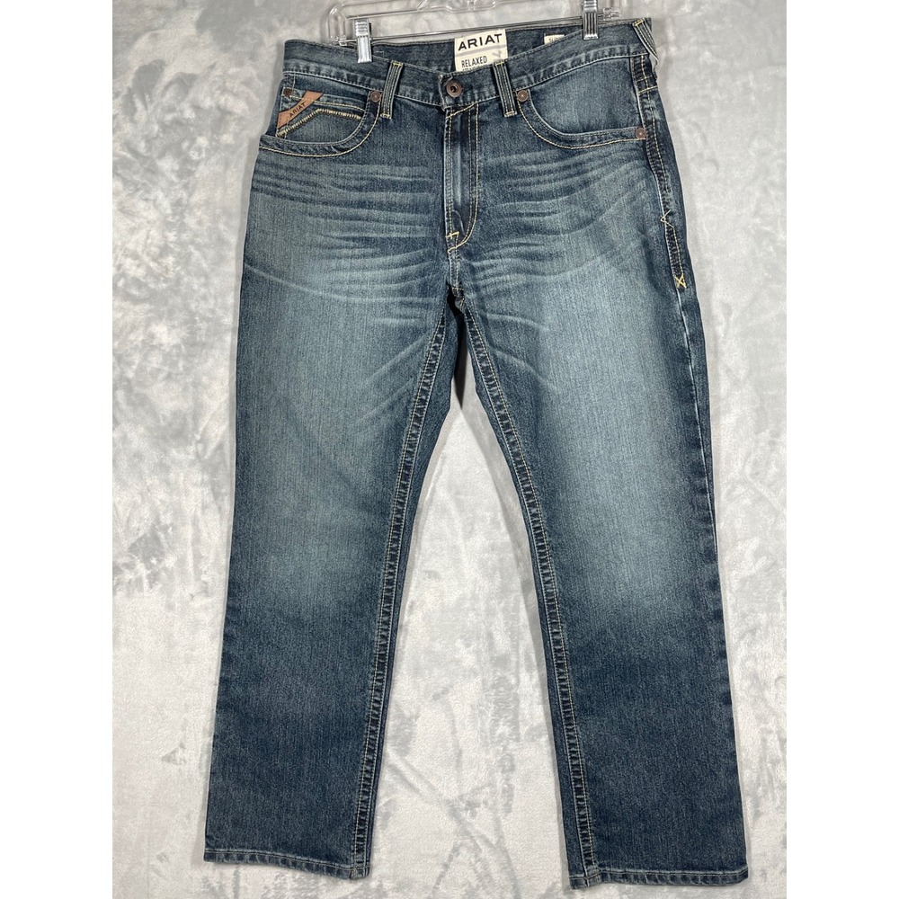 Ariat M4 Relaxed Straight Leg Jeans Mens 34x32 Medium Wash Blue Denim 4554